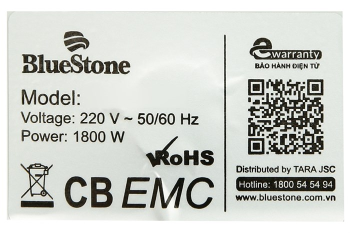 Bàn ủi hơi nước đứng BlueStone GSB-3915 1800W Màu Trắng