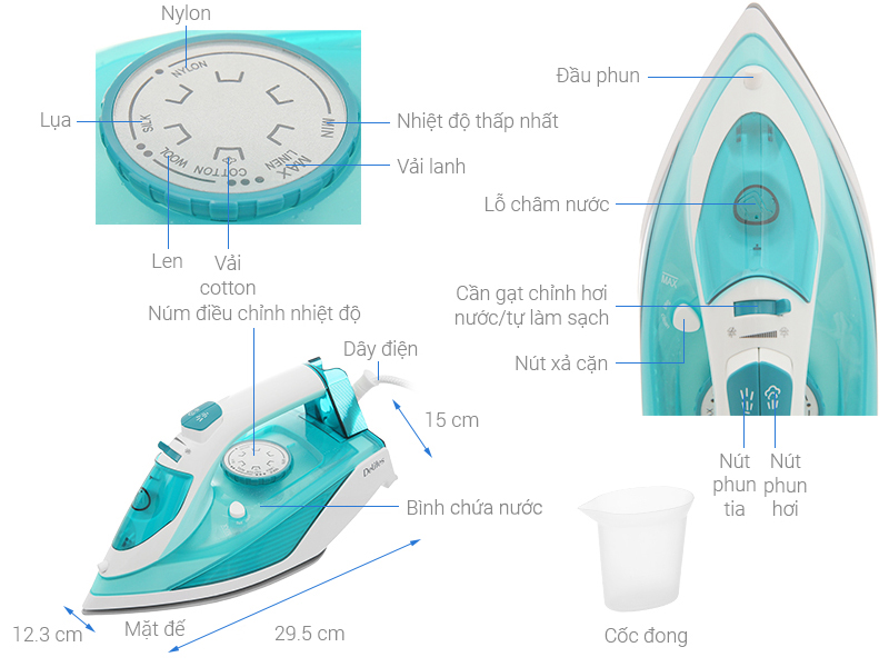Bàn ủi hơi nước Delites HJ-8058 2400W