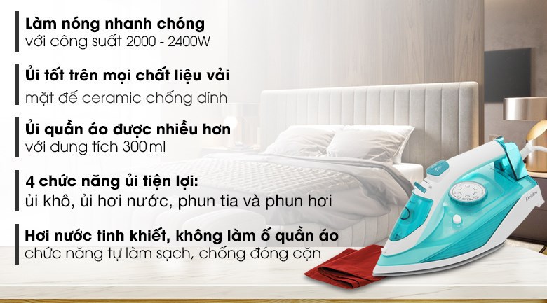 Bàn ủi hơi nước Delites HJ-8058 2400W