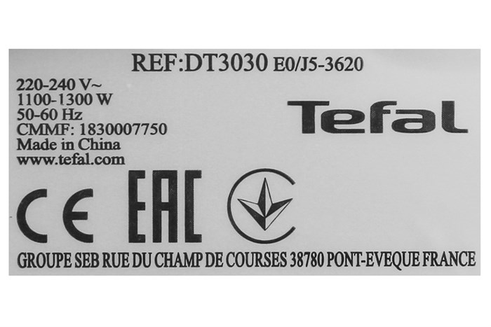 Bàn ủi cầm tay Tefal DT3030E0 1300W Màu Trắng - Đen