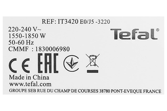 Bàn ủi hơi nước đứng Tefal IT3420E0 1850W Màu Đen