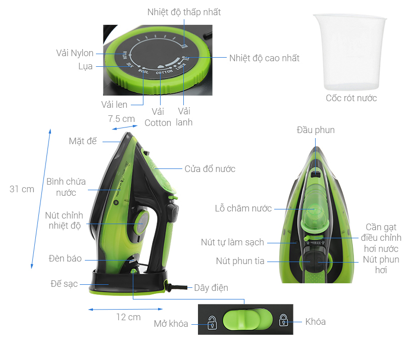 Bàn ủi hơi nước không dây Mishio MK-230 2400W