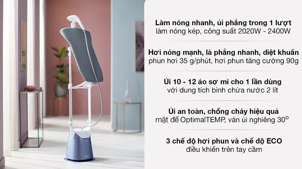 Bàn ủi hơi nước đứng Philips GC625/29 2400W hover