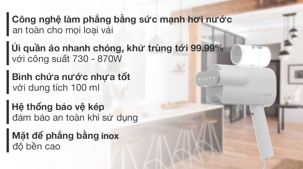 Bàn ủi hơi nước cầm tay diệt khuẩn Deerma HS007 870W