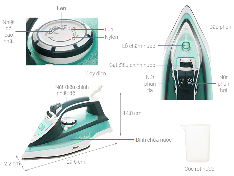 Bàn ủi hơi nước AVA SW401 2200W