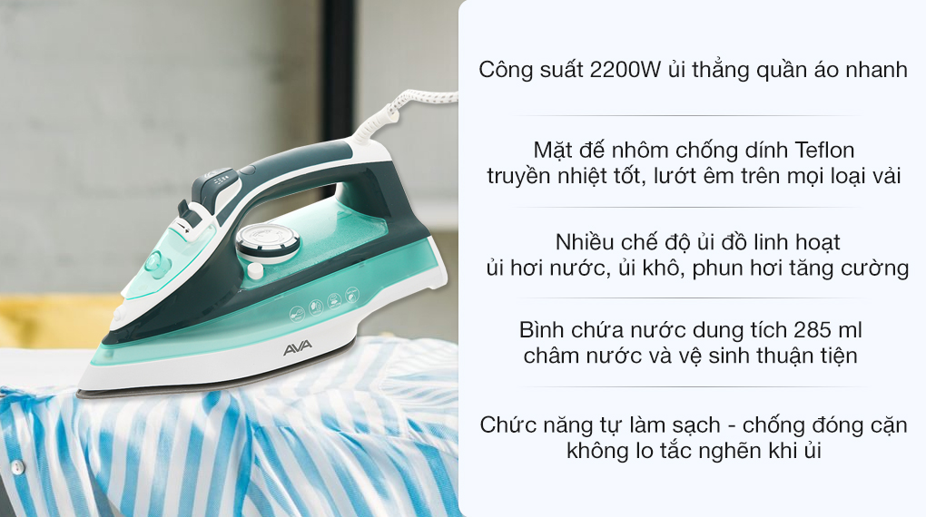 Bàn ủi hơi nước AVA SW401 2200W