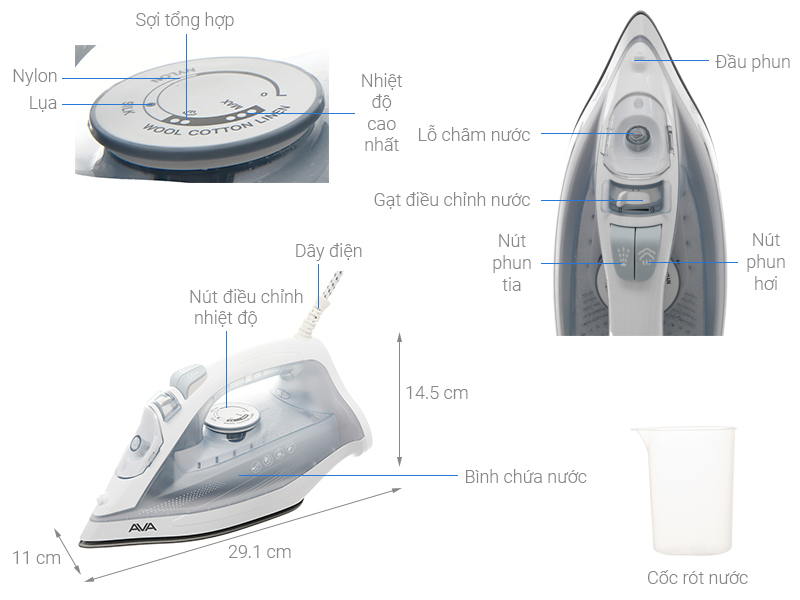 Bàn ủi hơi nước AVA SW605 2200W