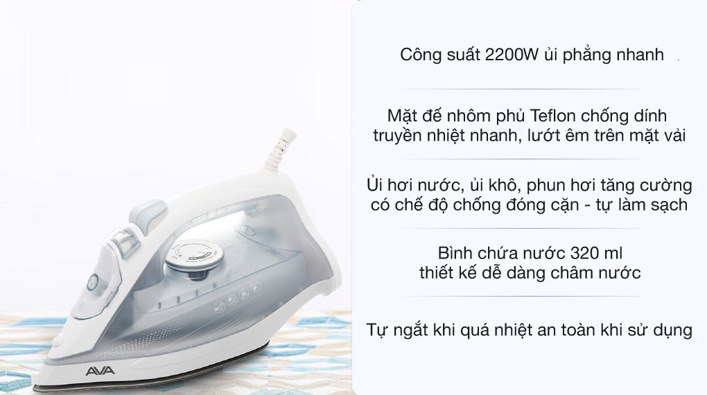 Bàn ủi hơi nước AVA SW605 2200W hover