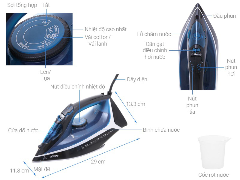 Bàn ủi hơi nước Hommy HJ-8060 2200W
