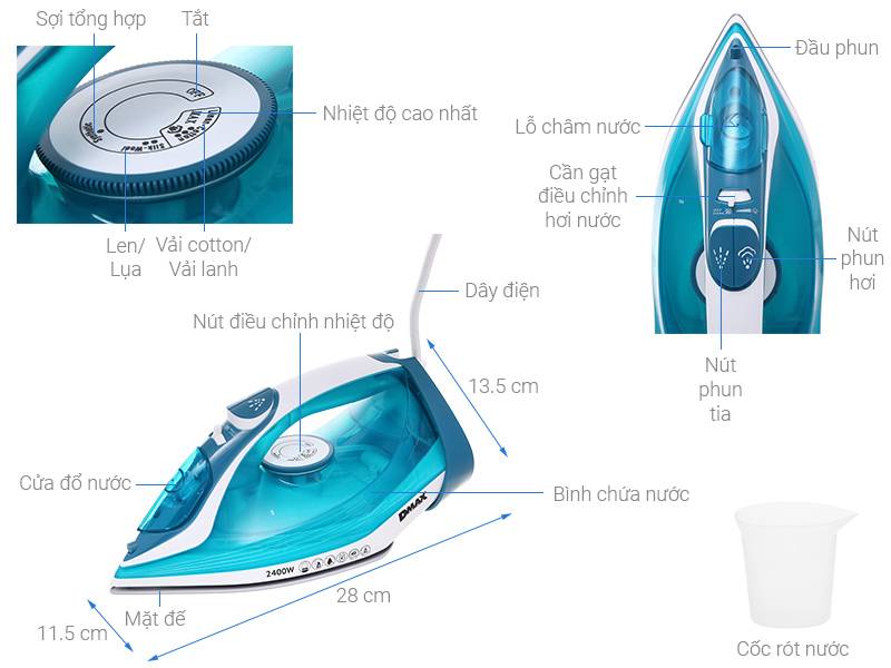 Bàn ủi hơi nước Dmax HJ-8062 2400W