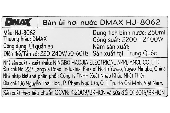 Bàn ủi hơi nước Dmax HJ-8062 2400W Màu Xanh Dương