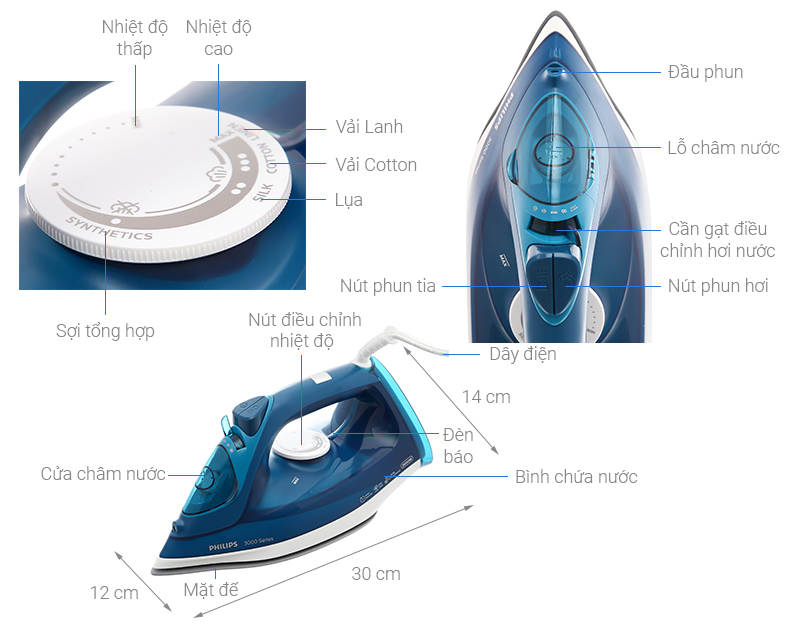 Bàn là hơi nước Philips DST3040/70 2600W