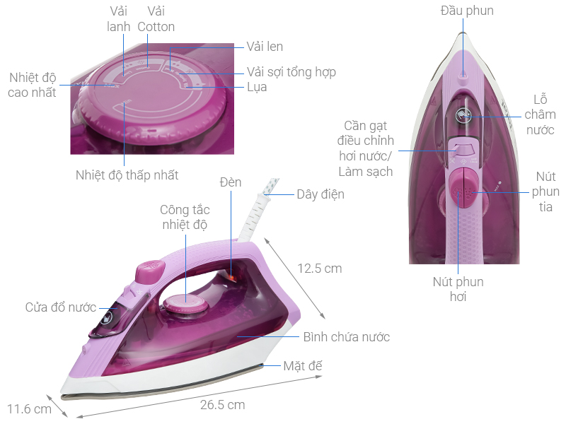 Bàn ủi hơi nước Tefal Easy Steam FV1955E0 1400W