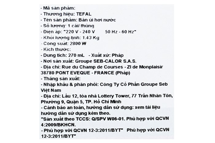 Bàn ủi hơi nước Tefal Smart Protect Plus FV6872E0 2800W Màu Xanh Navy