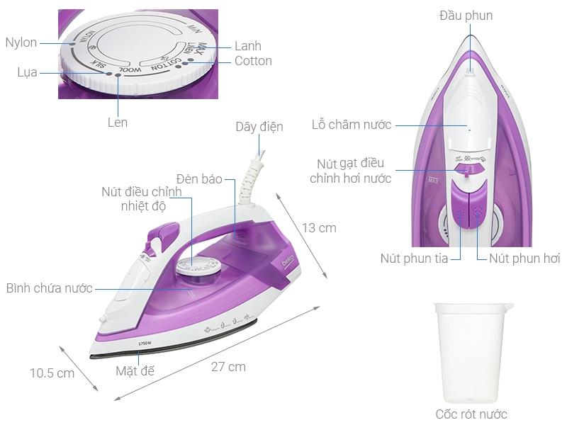 Bàn ủi hơi nước Beko SIM3617 1750W