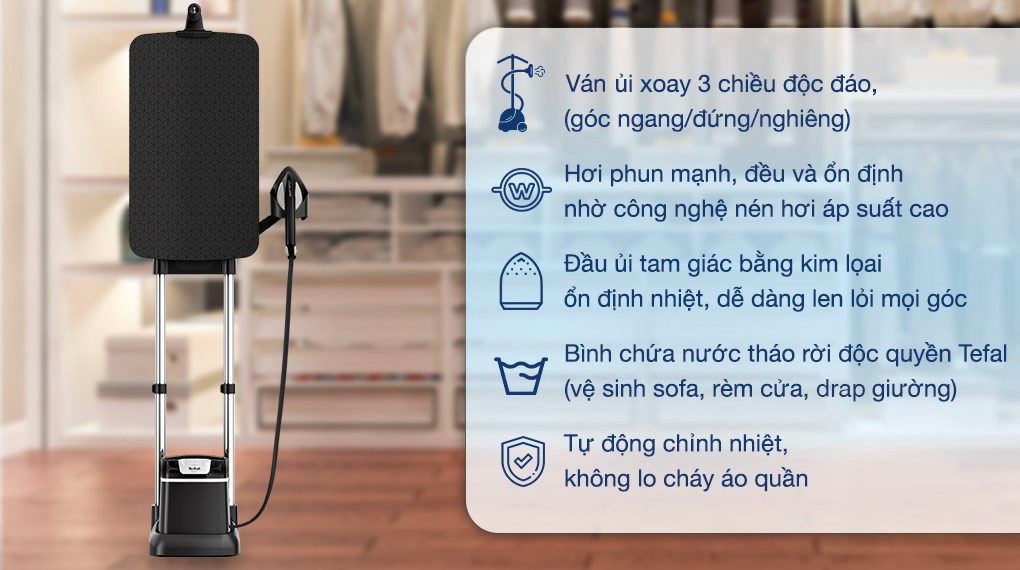 Bàn ủi hơi nước đứng Tefal IXEO Plus QT1510E0 2980W