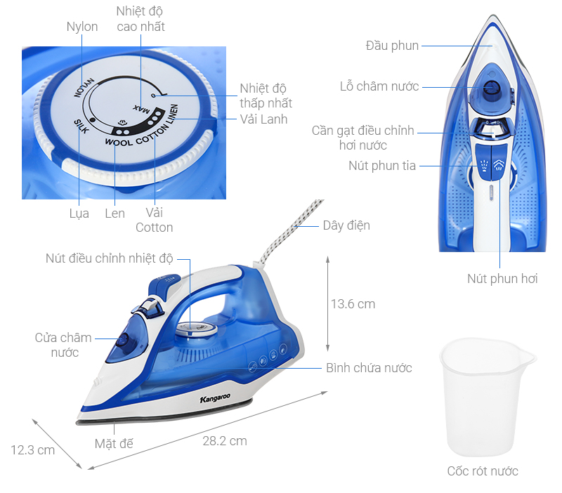 Bàn ủi hơi nước Kangaroo KGSI2200 2200W
