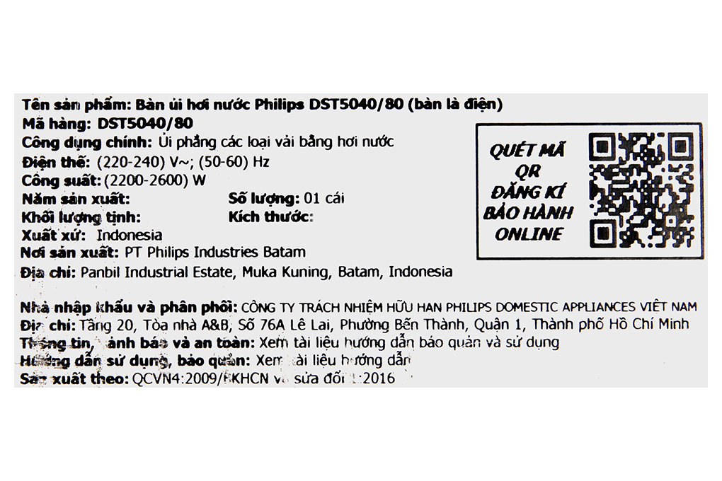 Bàn ủi hơi nước Philips DST5040/80 2600W Màu Đen