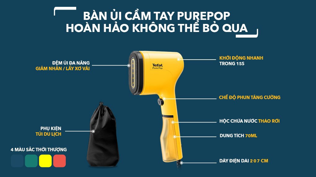 Bàn ủi hơi nước cầm tay Tefal DT2026E1 1300W