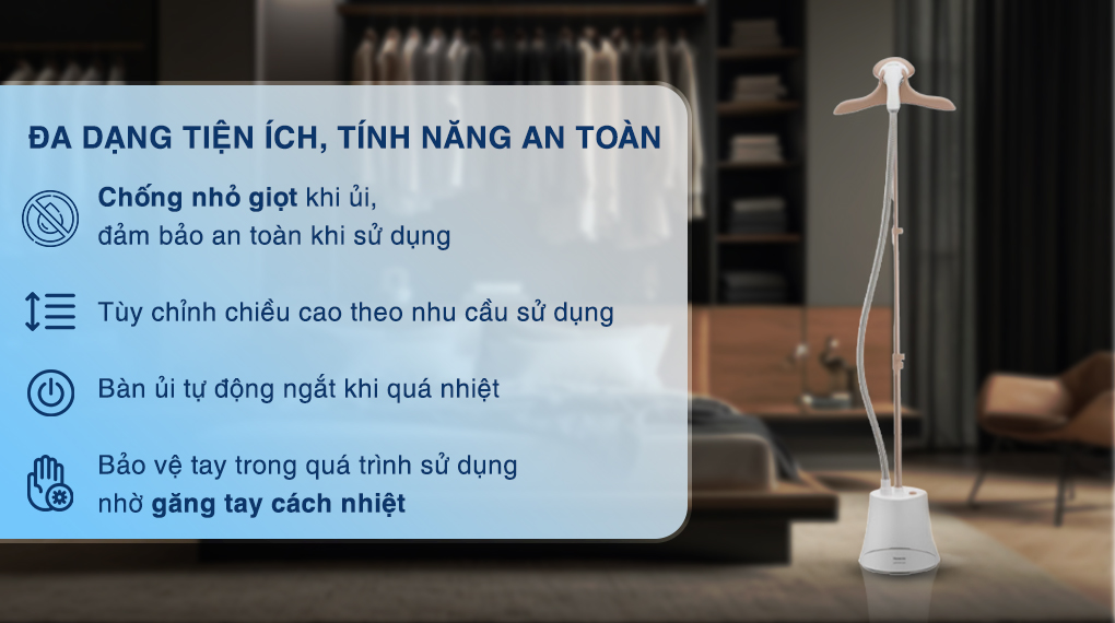 Bàn ủi hơi nước đứng Panasonic NI-GSG060WRA 1680 - 2000W - Tiện ích Bàn ủi hơi nước đứng Panasonic NI-GSG060WRA 1680 - 2000W - Tiện ích