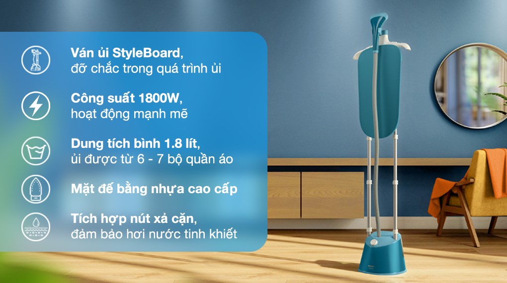 Bàn là hơi nước đứng Philips STE1040/20 1800W
