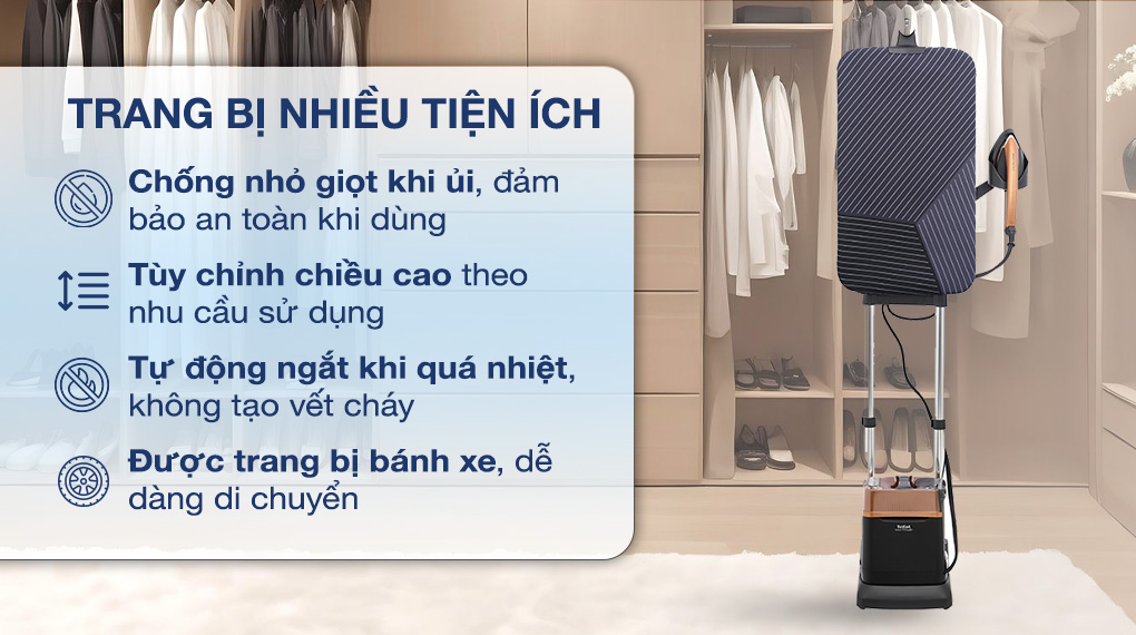 Bàn ủi hơi nước đứng Tefal IXEO Power QT2020E0 2170W - Tiện ích