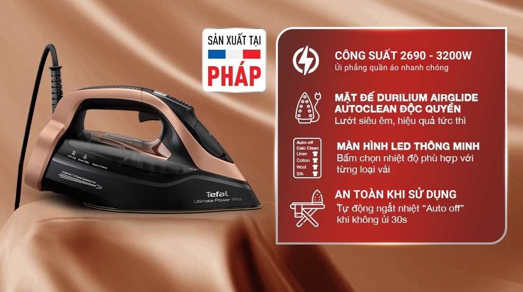 Bàn ủi hơi nước Tefal Ultimate Power Pro FV9E50E0 3200W