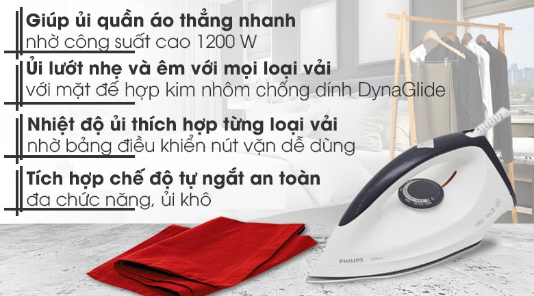 Bàn ủi khô Philips GC160 1200W