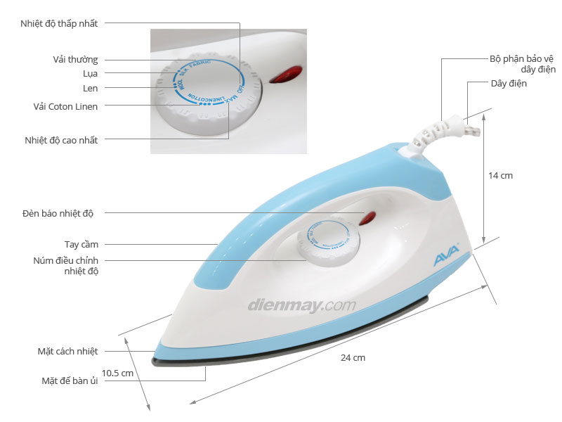 Bàn ủi khô AVA A-IR10D1