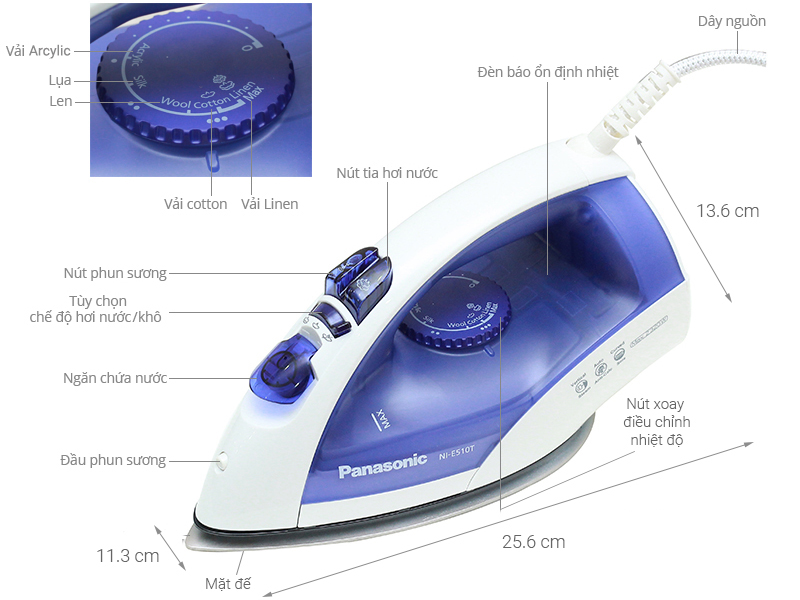 Bàn ủi hơi nước Panasonic PABU-NI-E510TDRA 2320W