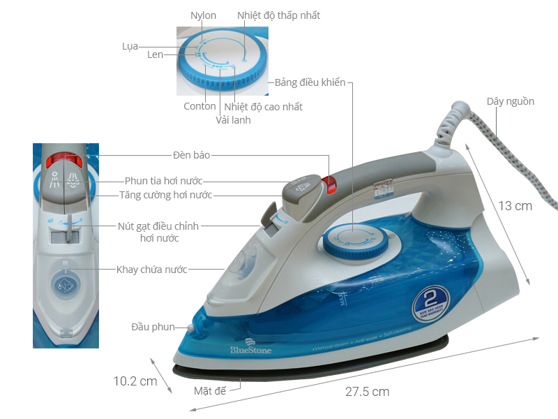 Bàn ủi hơi nước BlueStone SIB-3816 2200W