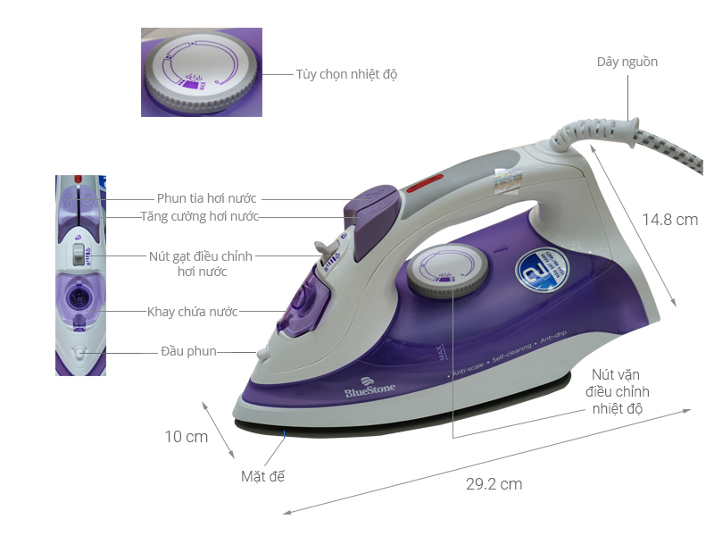 Bàn ủi hơi nước BlueStone SIB-3821 2200W