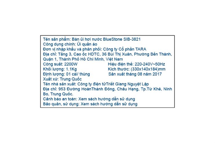 Bàn ủi hơi nước BlueStone SIB-3821 2200W Màu Trắng - Tím