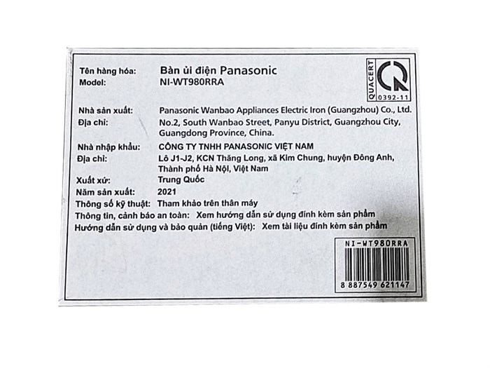 Bàn ủi hơi nước Panasonic NI-WT980RRA 2800W Màu Đen - Đỏ