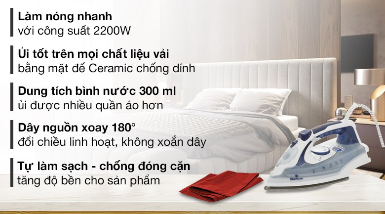 Bàn ủi hơi nước BlueStone SIB-3853 2200W