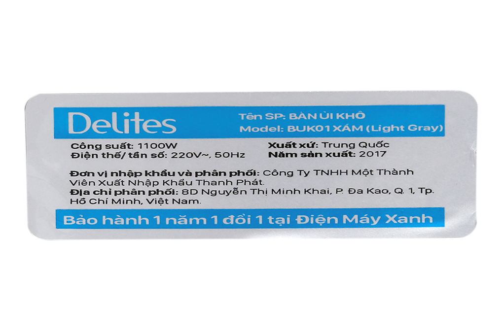 Bàn ủi khô Delites BUK01 Màu Xám Màu Xám