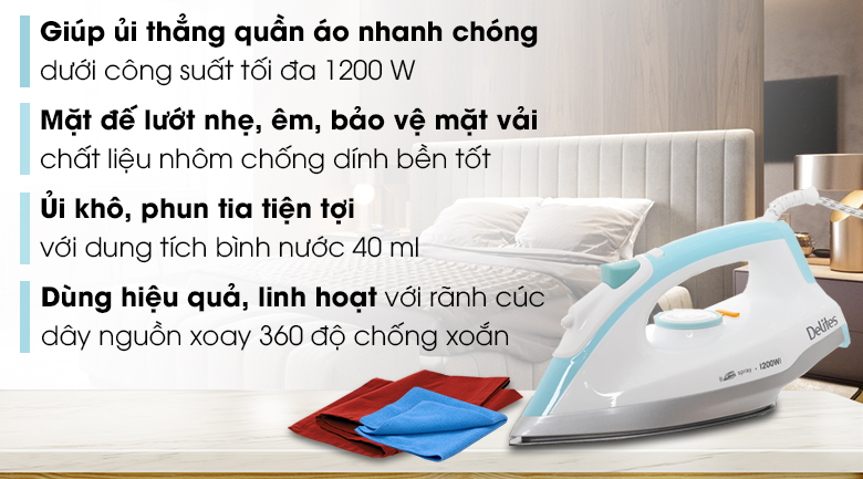 Bàn ủi khô Delites BUK01 Màu Xanh Ngọc