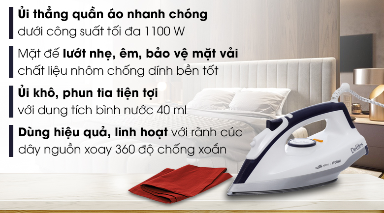 Bàn ủi khô Delites BUK01 1100W