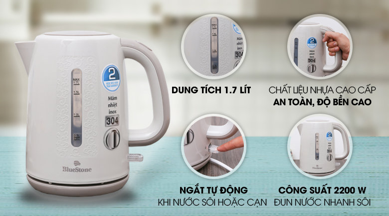 Bình đun siêu tốc BlueStone 1.7 lít KTB-3335