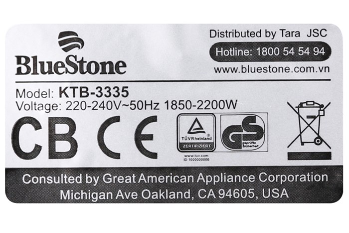Bình đun siêu tốc BlueStone 1.7 lít KTB-3335 Màu Trắng