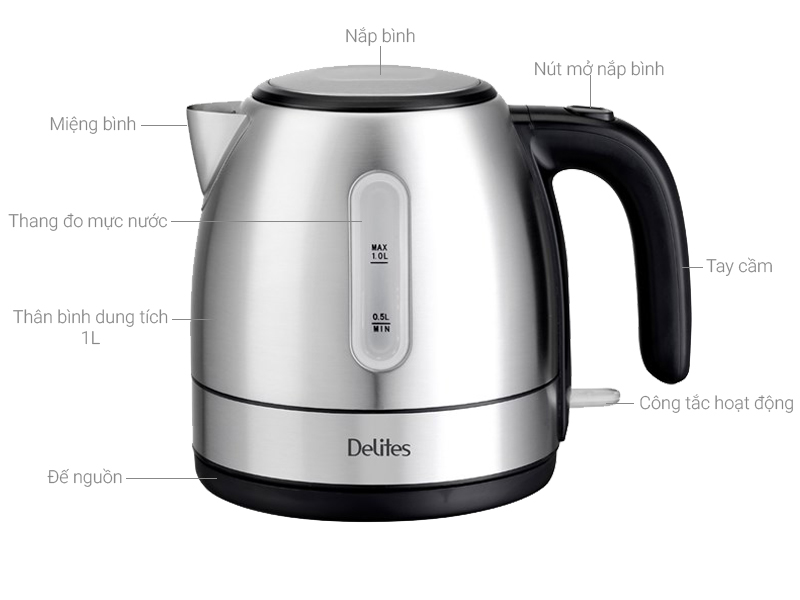 Bình đun siêu tốc Delites 1 lít ST10S01