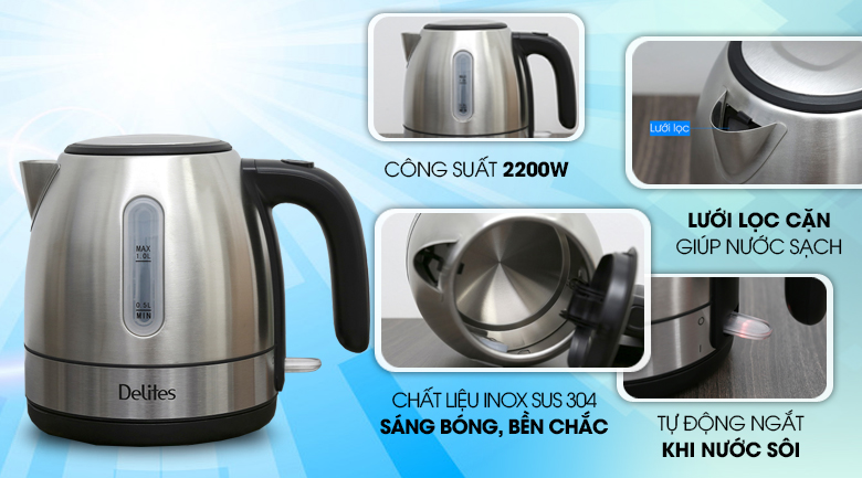 Bình đun siêu tốc Delites 1 lít ST10S01