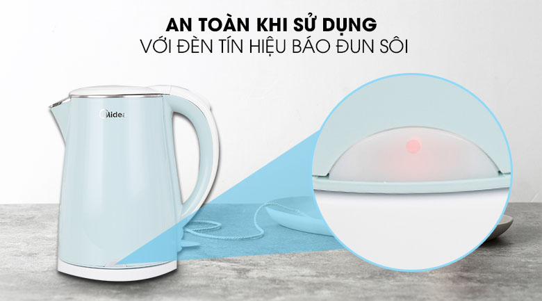 Đèn báo đun sôi - Ấm siêu tốc Midea 1.5 lít MK-15DC (G)