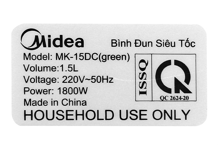 Bình đun siêu tốc Midea 1.5 lít MK-15DC (G) Màu Xanh ngọc
