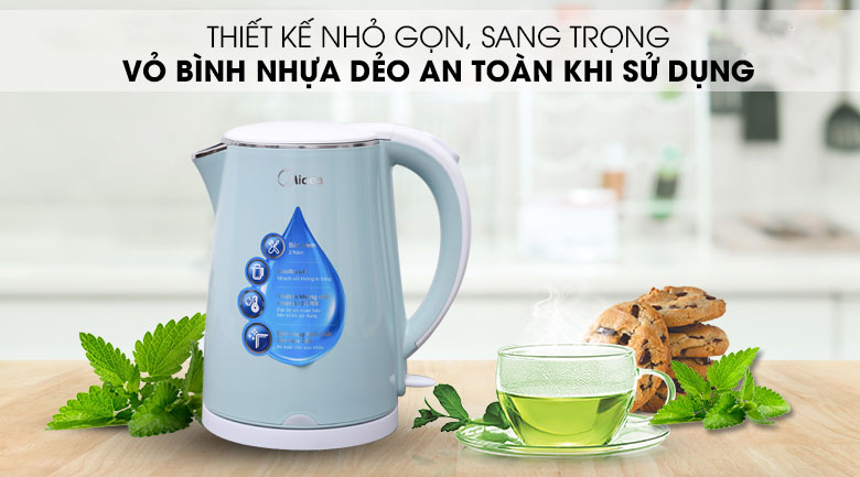 Kiểu dáng sang trọng - Bình siêu tốc Midea 1.5 lít MK-15DC (G) 