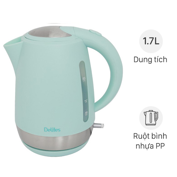 Bình đun siêu tốc Delites 1.7 lít ST17P03 Xanh