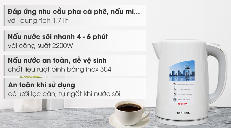 Bình đun siêu tốc Toshiba 1.7 lít PHK-17FM(W)VN