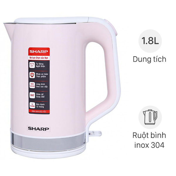Bình đun siêu tốc Sharp 1.8 lít EKJ-18VP-PK