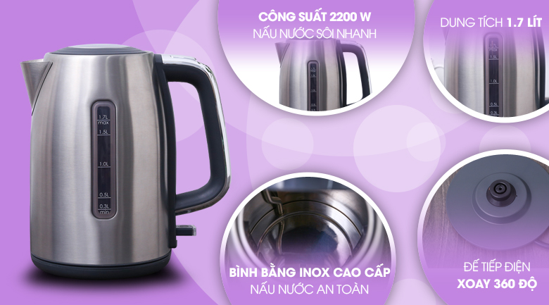 Bình đun siêu tốc Sharp 1.7 lít EKJ-17VS-ST