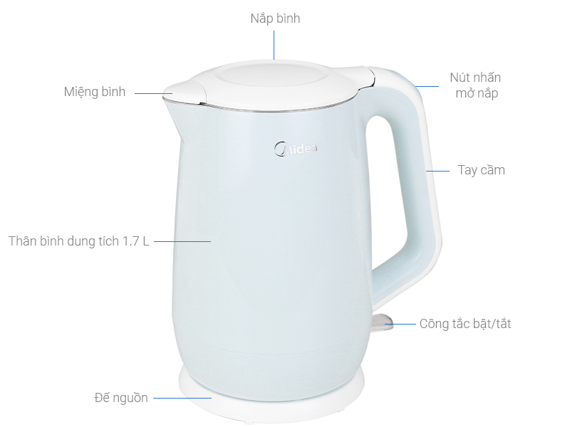 Bình đun siêu tốc Midea 1.7 lít MK-17DC